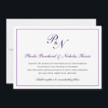 Convites Casamento Formal do Monograma Real Roxo Tradiciona<br><div class="desc">Convite de casamento horizontal tradicional e clássico com um simples design com seu monograma inicial e seus nomes em um dentro elegante de caligrafia roxa real de uma fronteira fina. A parte de trás é roxa sólida. Esta design clássica é perfeita para um casamento formal no outono/outono.</div>