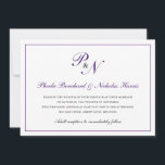 Convites Casamento Formal do Monograma Real Roxo Tradiciona<br><div class="desc">Convite de casamento horizontal tradicional e clássico com um simples design com seu monograma inicial e seus nomes em um dentro elegante de caligrafia roxa real de uma fronteira fina. A parte de trás é roxa sólida. Esta design clássica é perfeita para um casamento formal no outono/outono.</div>