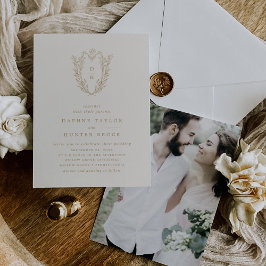 Convites Casamento Formal Dourado de Creme Clássico DAPHNE