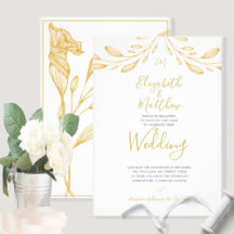 Casamento Formal Dourado Floral Elegante