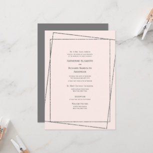 Convites Casamento Formal e Elegante Rosa e Prata