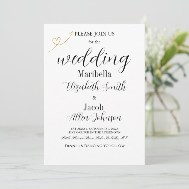 Convites Casamento Formal e Moderno em Branco Elegante (Em pé/Frente)