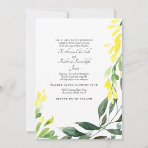 Convites Casamento Formal & Elegante Amarelo Flor Silvestre