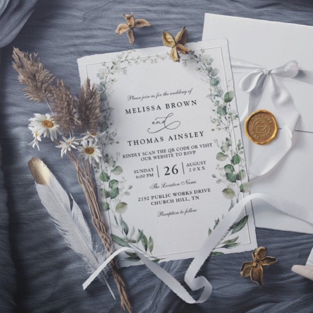Convites Casamento Formal Elegante Botânico Acrílico Código (Criador carregado)