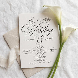 Convites Casamento Formal Elegante Caligrafia Gravata Borbo