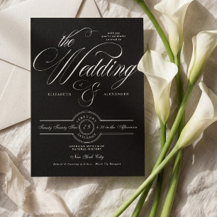 Convites Casamento Formal Elegante Caligrafia Gravata Borbo