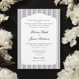 Convites Casamento Formal Elegante Clássico com Listras Pre