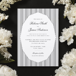 Convites Casamento Formal Elegante Clássico com Listras Pre