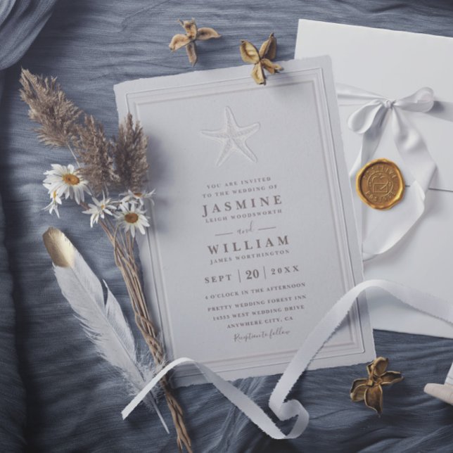 Convites Casamento Formal Elegante Costeiro Estrela de rele (Criador carregado)