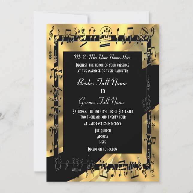 Convites Casamento formal elegante de ouro chic (Frente)
