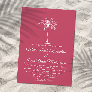 Convites Casamento Formal Elegante de Praia em Magenta de P