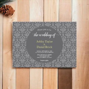 Convites Casamento Formal Elegante De Script Chic Damask