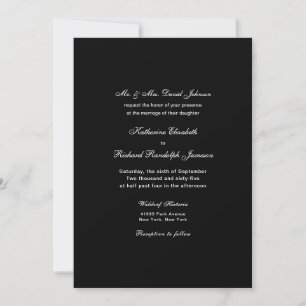 Convites Casamento Formal Elegante de um Local Preto