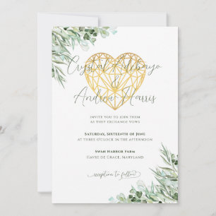 Convites Casamento Formal Elegante Eucalyptus Foliage