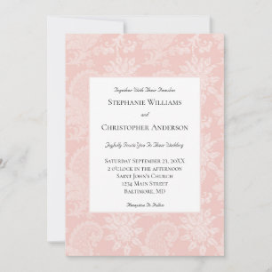 Convites Casamento Formal Elegante Floral Ornate Rosa Branc