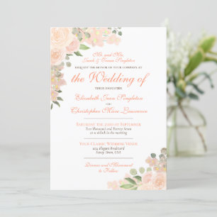 Convites Casamento Formal Elegante Peach Boho Boho Floral