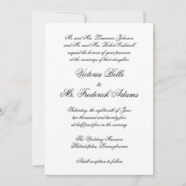 Convites Casamento Formal Elegante Preto e Branco Tradicion