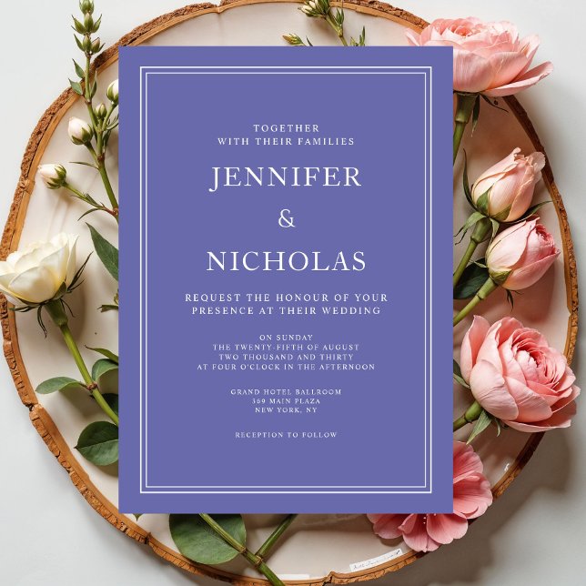 Convites Casamento Formal Elegante Roxo Moderno (Modern Elegant Formal Purple Wedding Invitation)