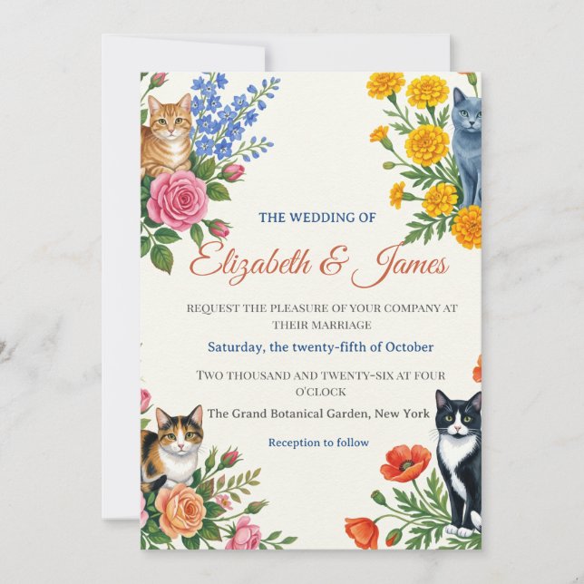 Convites Casamento Formal Elizabeth & James (Frente)