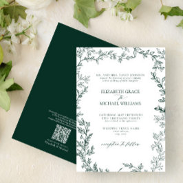 Convites Casamento Formal Emerald Green Clássico do Código 