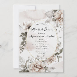 Convites Casamento Formal Floral Botânico Cinza Rosa Elegan