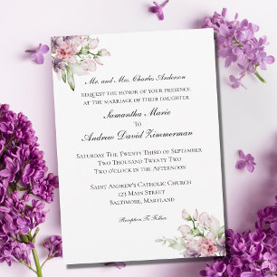 Convites Casamento Formal Floral Roxo Rosa Verde Elegante 