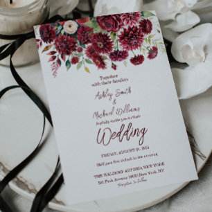 Convites Casamento Formal Formal de Boho Burgundy