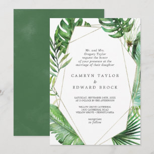 Convites Casamento formal geométrico da palma tropical