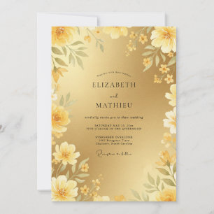 Convites Casamento Formal Lustroso Dourado