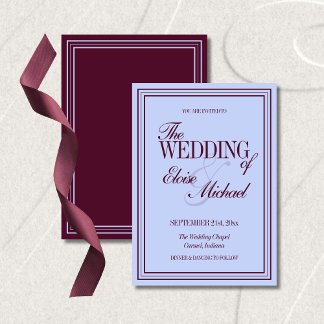 Convites Casamento Formal Luxuoso com Tons de Periwinkle e 
