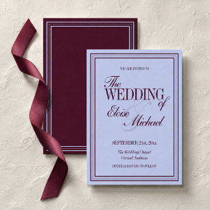 Convites Casamento Formal Luxuoso com Tons de Periwinkle e 