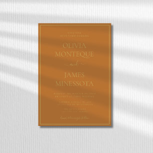 Convites Casamento Formal Luxuoso Quadro de Ouro Cobre