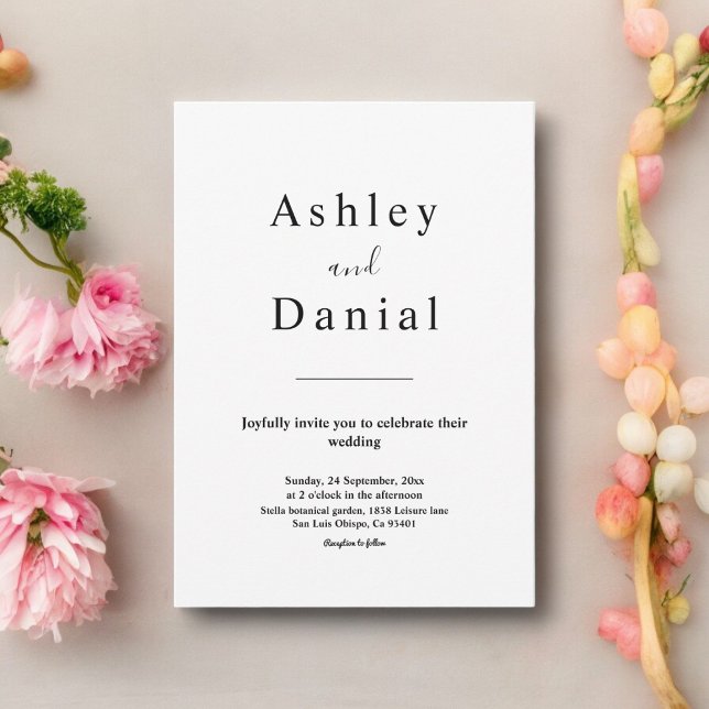 Convites Casamento Formal Mínimo De Chic Black E White (Criador carregado)