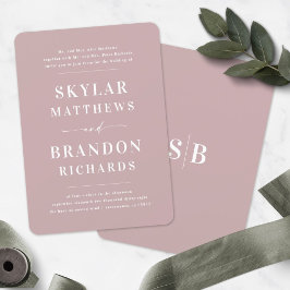 Convites Casamento Formal Mínimo Simples Mauve Semi