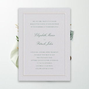 Convites Casamento Formal Moderno Clássico Elevado Verde Ma
