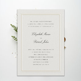 Convites Casamento Formal Moderno Clássico em Ecru com Mold
