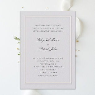 Convites Casamento Formal Moderno Clássico Quadro Elevado M