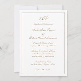 Convites Casamento Formal Monograma Elegante Dourado Tudo E