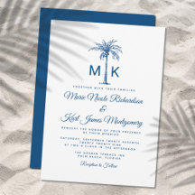 Casamento Formal na Praia com Monograma de Palmeir