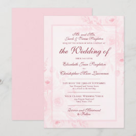 Convites Casamento Formal Peônias Boho Chic Aquarela Rosa