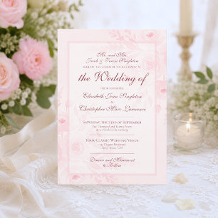 Convites Casamento Formal Peônias Boho Chic Aquarela Rosa