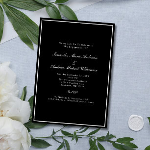 Convites Casamento Formal Preto Branco Elegante Encontro 