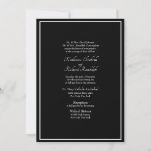 Convites Casamento Formal Preto com Ambos os Pais Listados