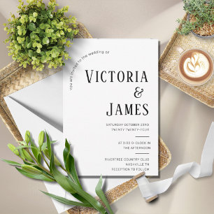 Convites Casamento Formal Preto e Branco Moderno