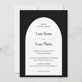 Convites Casamento Formal Preto Elegante Vintage