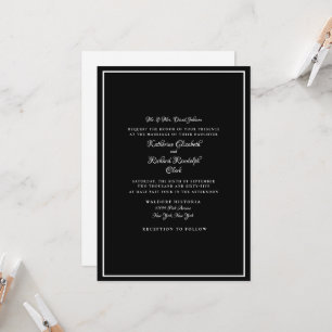 Convites Casamento Formal Preto Noiva Pais de Uma Venu Noiv