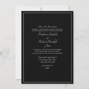Convites Casamento Formal Preto Pais em um Local 