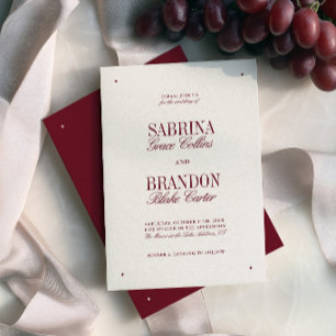 Convites Casamento Formal Retro Elegante Burgundy e Marfim