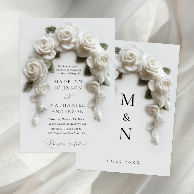 Convites Casamento Formal Romântico com Arco de Rosas Branc (Criador carregado)