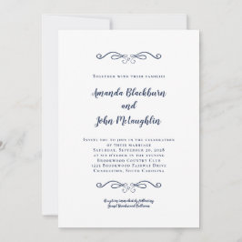 Convites Casamento Formal Romântico Marinho Elegante